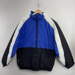 Vintage 90s 80s Holloway Colorblock Bomber Puffer Jacket Retro Blue Black Mens M